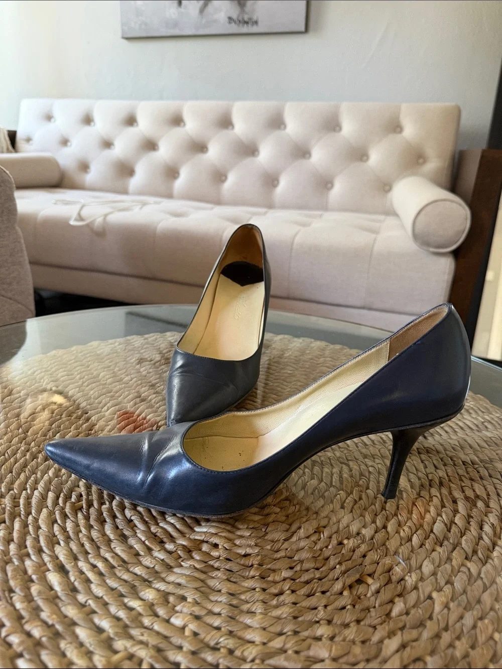 Faconnable Black Pointed-Toe Leather Stiletto Pumps